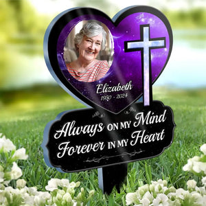 Photo personnalisée « Dieu vous aime pour toujours » – Piquet de jardin en acrylique personnalisé de style vitrail – Cadeau de condoléances pour les membres de la famille