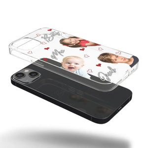 Photo personnalisée « Je t'aime tellement » - Coque de téléphone transparente personnalisée pour famille - Cadeau pour maman, grand-mère