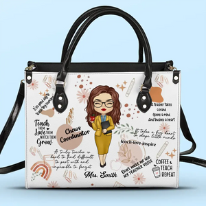 Les enseignants plantent des graines de connaissances qui poussent pour toujours - Sac à main en cuir personnalisé pour enseignant - Cadeau pour enseignant