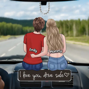 Je t'aime, ma chérie - Décoration de voiture personnalisée en acrylique - Cadeau pour maman et fille