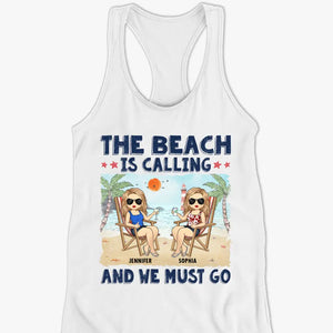 La plage nous appelle et nous devons y aller - Débardeur dos nageur personnalisé Bestie - Cadeau pour meilleures amies, meilleures amies, sœurs
