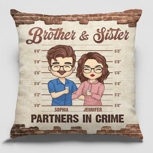 Partenaires de crime - Coussin personnalisé pour la famille - Cadeau pour les membres de la famille, les frères et sœurs