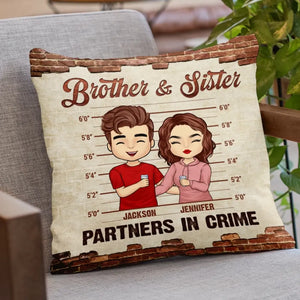 Partenaires de crime - Coussin personnalisé pour la famille - Cadeau pour les membres de la famille, les frères et sœurs