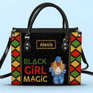 Sac à main en cuir personnalisé « Power of Black Girl » - Cadeau pour meilleures amies, meilleures amies et sœurs
