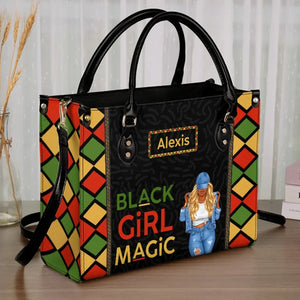 Sac à main en cuir personnalisé « Power of Black Girl » - Cadeau pour meilleures amies, meilleures amies et sœurs