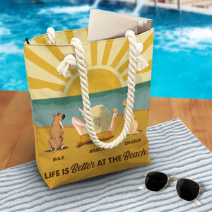 La vie est meilleure à la plage ! Sac de plage personnalisé pour chien ! Cadeau de vacances d'été pour les propriétaires et les amoureux des animaux.