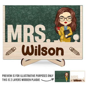 Bienvenue dans ma classe - Plaque en bois personnalisée à 2 couches avec support pour enseignant - Cadeau pour enseignant