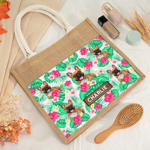 Sac fourre-tout personnalisé avec photo « La vie est meilleure à la plage » - Sacs fourre-tout personnalisés pour chiens et chats, sacs fourre-tout en jute, sacs de plage - Cadeau pour propriétaires et amoureux des animaux