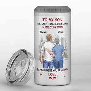 Félicitations pour votre papa ! Gobelet isotherme 4 en 1 personnalisé pour la famille - Cadeau pour fils et petit-fils