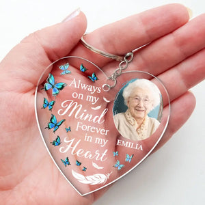 Photo personnalisée Votre souvenir est une lumière pour nous guider - Porte-clés en acrylique personnalisé en forme de mémorial - Cadeau de condoléances pour les membres de la famille