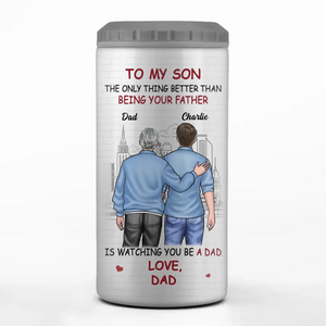 Félicitations pour votre papa ! Gobelet isotherme 4 en 1 personnalisé pour la famille - Cadeau pour fils et petit-fils
