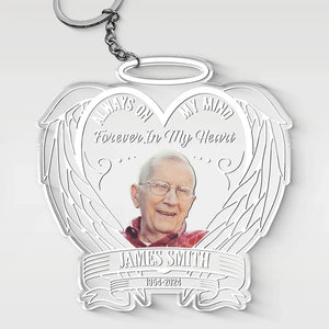 Porte-clés personnalisé en acrylique « Forever In My Heart » - Cadeau de condoléances pour les membres de la famille