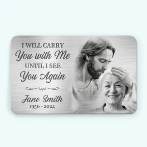 Photo personnalisée dans mon cœur, tu es toujours à mes côtés - Carte portefeuille personnalisée en aluminium commémorative - Cadeau de condoléances pour les membres de la famille