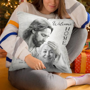 Coussin photo personnalisé « Bienvenue à la maison » - Cadeau de condoléances pour les membres de la famille, les propriétaires d'animaux et les amoureux des animaux
