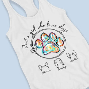 Juste une fille qui aime les animaux - Débardeur et t-shirt dos nageur personnalisé pour chien et chat - Cadeau de vacances d'été pour les propriétaires et les amoureux des animaux
