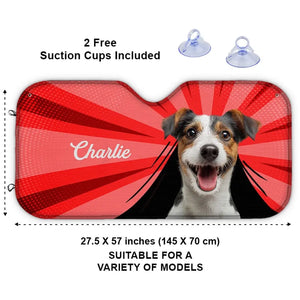 Photo personnalisée « Je ressens la chaleur de cet été » - Pare-soleil de pare-brise de voiture personnalisé pour chien et chat, protection de fenêtre de voiture - Cadeau de vacances d'été pour propriétaires d'animaux et amoureux des animaux