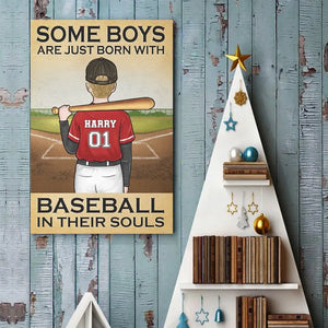 Baseball dans leurs âmes - Affiche verticale personnalisée - Cadeau pour les membres de la famille, les amateurs de sport et les joueurs de sport