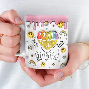 Une âme, deux corps - Mug personnalisé avec effet gonflable 3D - Cadeau pour meilleures amies, meilleures amies, sœurs