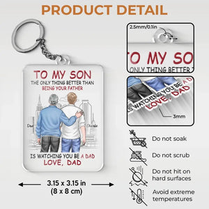 Je te regarde devenir papa - Porte-clés personnalisé en acrylique - Cadeau pour les membres de la famille