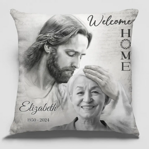 Coussin photo personnalisé « Bienvenue à la maison » - Cadeau de condoléances pour les membres de la famille, les propriétaires d'animaux et les amoureux des animaux