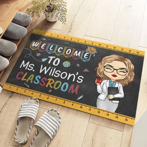 Bienvenue dans la salle de classe de l'enseignant - Tapis décoratif personnalisé pour la maison - Cadeau de pendaison de crémaillère pour l'enseignant