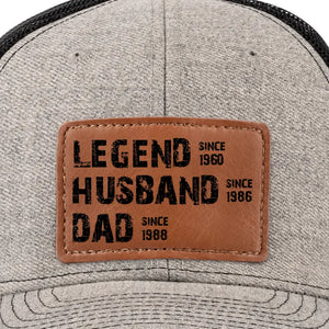 Mon père légendaire - Chapeau personnalisé en cuir avec patch - Cadeau pour papa et grand-père