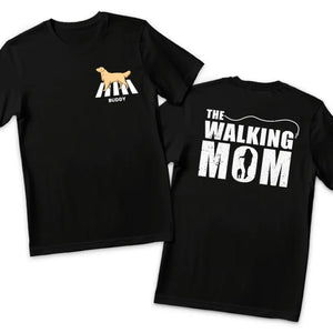 T-shirt unisexe personnalisé « The Walking Dad » avec imprimé chien, dos et devant – Cadeau pour les propriétaires et les amoureux des animaux