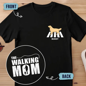 T-shirt unisexe personnalisé « The Walking Dad » avec imprimé chien, dos et devant – Cadeau pour les propriétaires et les amoureux des animaux