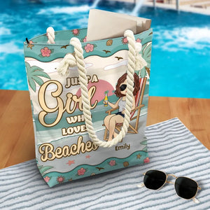 Juste une fille qui aime la plage - Sac de plage personnalisé Bestie - Cadeau de vacances d'été pour meilleures amies, meilleures amies, sœurs