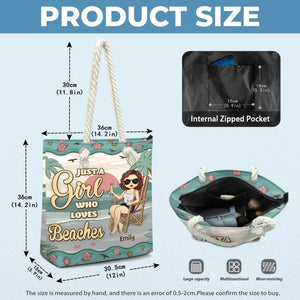 Juste une fille qui aime la plage - Sac de plage personnalisé Bestie - Cadeau de vacances d'été pour meilleures amies, meilleures amies, sœurs