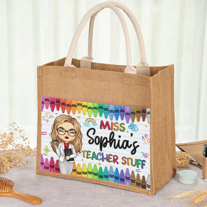 Le travail qui comble mon cœur - Sacs fourre-tout personnalisés pour enseignant, sacs fourre-tout en jute, sacs de plage - Cadeau pour enseignant