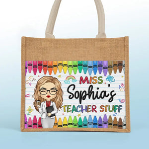 Le travail qui comble mon cœur - Sacs fourre-tout personnalisés pour enseignant, sacs fourre-tout en jute, sacs de plage - Cadeau pour enseignant
