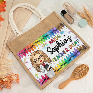 Le travail qui comble mon cœur - Sacs fourre-tout personnalisés pour enseignant, sacs fourre-tout en jute, sacs de plage - Cadeau pour enseignant