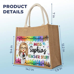 Le travail qui comble mon cœur - Sacs fourre-tout personnalisés pour enseignant, sacs fourre-tout en jute, sacs de plage - Cadeau pour enseignant