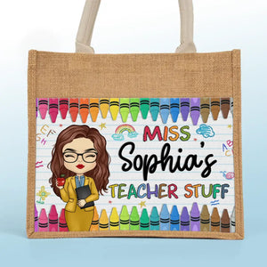 Le travail qui comble mon cœur - Sacs fourre-tout personnalisés pour enseignant, sacs fourre-tout en jute, sacs de plage - Cadeau pour enseignant