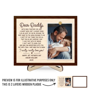 Photo personnalisée tous les jours Je dis je t'aime avec mes sourires - Plaque en bois personnalisée à 2 couches avec support - Cadeau pour papa