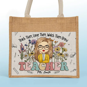 Enseigner est une œuvre de cœur - Sacs fourre-tout personnalisés pour enseignants, sacs fourre-tout en jute, sacs de plage - Cadeau pour enseignants