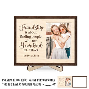 Plaque en bois personnalisée à 2 couches avec support pour photos d'amis, BFF et sœurs. Cadeau pour les meilleures amies, les meilleures amies et les sœurs.