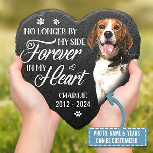 Photo personnalisée « Toujours dans mes pensées » - Pierre commémorative personnalisée en forme de cœur - Cadeau de condoléances pour les propriétaires et les amoureux des animaux