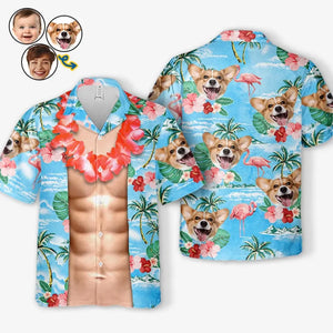 Photo personnalisée « La mer m'appelle et je dois y aller » - T-shirt hawaïen tropical unisexe personnalisé pour la famille - Cadeau de vacances d'été, cadeau pour les membres de la famille