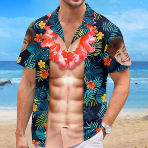 T-shirt hawaïen tropical unisexe personnalisé avec photo « La vie est une vague, attrape-la » - Cadeau de vacances d'été, cadeau pour les membres de la famille
