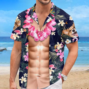 T-shirt hawaïen unisexe personnalisé avec photo « Bons moments et lignes de bronzage » - Cadeau idéal pour les vacances d'été, pour les membres de la famille