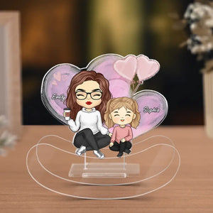 Les enfants complètent le cercle de l'amour - Support à secousses personnalisé en acrylique pour la famille - Cadeau pour maman, grand-mère