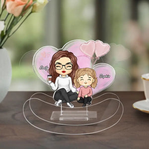 Les enfants complètent le cercle de l'amour - Support à secousses personnalisé en acrylique pour la famille - Cadeau pour maman, grand-mère
