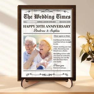 Photo personnalisée « Retomber amoureux » – Plaque en bois personnalisée à 2 couches avec support pour couple – Cadeau pour mari et femme, anniversaire