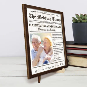 Photo personnalisée « Retomber amoureux » – Plaque en bois personnalisée à 2 couches avec support pour couple – Cadeau pour mari et femme, anniversaire