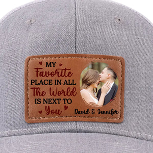 Photo personnalisée « Tu es mon endroit préféré » – Chapeau en cuir personnalisé pour couple – Cadeau pour mari et femme, anniversaire