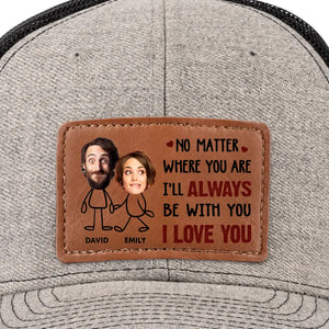 Photo personnalisée « Je serai toujours avec toi » - Chapeau en cuir personnalisé pour couple - Cadeau pour mari et femme, anniversaire