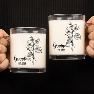 Une grand-mère, câlins chaleureux et doux souvenirs - Tasse en verre personnalisée pour la famille - Cadeau pour maman et grand-mère