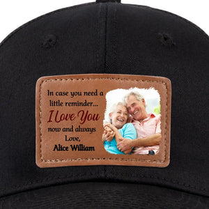 Photo personnalisée « Je t'aime maintenant et toujours » - Chapeau en cuir personnalisé pour couple - Cadeau pour mari et femme, anniversaire